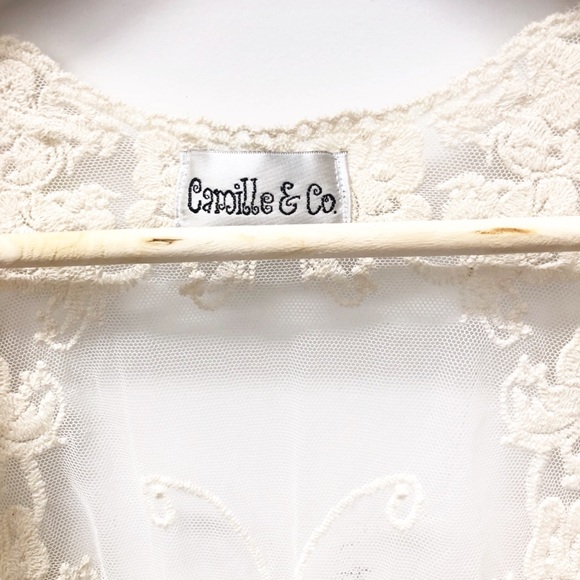 EUC Camille and Co Cream Lace Sleeveless Cardigan - Picture 5 of 5